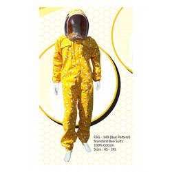One-piece beekeeping mask yellow with patterns